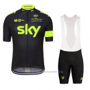 2016 Maillot Cyclisme Sky Vert et Noir Manches Courtes et Cuissard