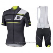 2016 Maillot Cyclisme Sportful Noir et Vert Manches Courtes et Cuissard