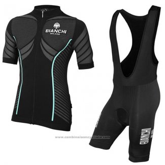 2017 Maillot Cyclisme Bianchi Milano Tago Noir Manches Courtes et Cuissard