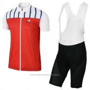 2017 Maillot Cyclisme Coq Sportif Tour de France Rouge et Blanc Manches Courtes et Cuissard