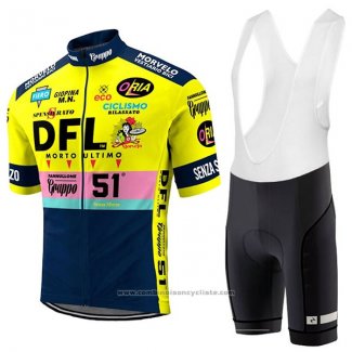 2017 Maillot Cyclisme DFL Jaune Manches Courtes et Cuissard