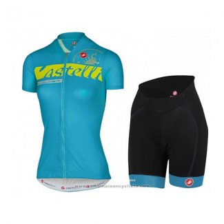 2017 Maillot Cyclisme Femme Castelli Azur Manches Courtes et Cuissard