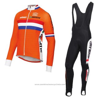 2017 Maillot Cyclisme Pays-Bas Orange Manches Longues et Cuissard