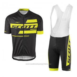 2017 Maillot Cyclisme Scott Noir et Jaune Manches Courtes et Cuissard