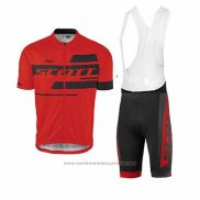 2017 Maillot Cyclisme Scott Rouge et Noir Manches Courtes et Cuissard