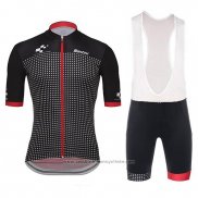 2018 Maillot Cyclisme Tour de Suisse Helvetia Noir Rouge Manches Courtes et Cuissard