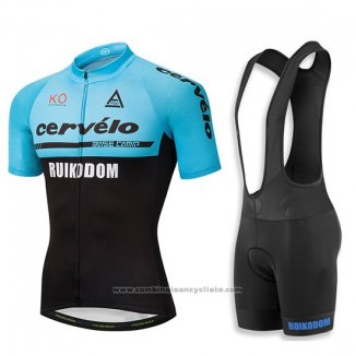 2018 Maillot Cyclisme Cervelo Bleu et Noir Manches Courtes et Cuissard