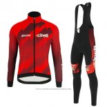 2018 Maillot Cyclisme Cinelli Fonce Rouge Manches Longues et Cuissard