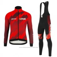 2018 Maillot Cyclisme Cinelli Fonce Rouge Manches Longues et Cuissard