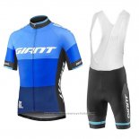 2018 Maillot Cyclisme Giant Elevate Bleu Manches Courtes et Cuissard
