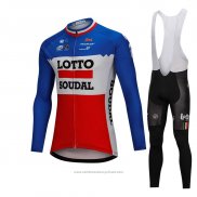 2018 Maillot Cyclisme Lotto Soudal Bleu et Rouge Manches Longues et Cuissard