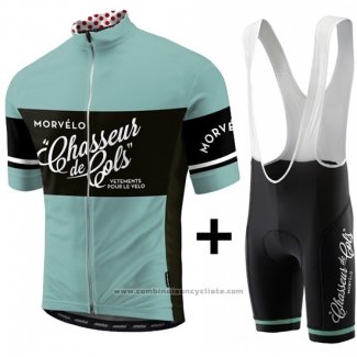 2018 Maillot Cyclisme Morvelo Vert et Noir Manches Courtes et Cuissard