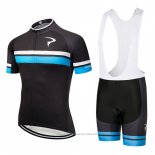 2018 Maillot Cyclisme Pinarello Noir et Bleu Manches Courtes et Cuissard