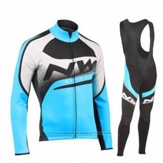 2019 Maillot Cyclisme Northwave Bleu Noir Blanc Manches Longues et Cuissard