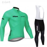 2019 Maillot Cyclisme STRAVA Vert Manches Longues et Cuissard