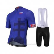 2019 Maillot Cyclisme Slovaquie Bleu Noir Manches Courtes et Cuissard