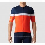 2019 Maillot Cyclisme La Passione Bleu Blanc Orange Manches Courtes et Cuissard