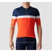 2019 Maillot Cyclisme La Passione Bleu Blanc Orange Manches Courtes et Cuissard