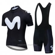 2019 Maillot Cyclisme Movistar Noir Manches Courtes et Cuissard