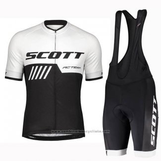 2019 Maillot Cyclisme Scott Noir Blanc Manches Courtes et Cuissard