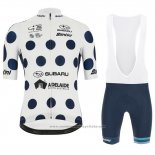 2019 Maillot Cyclisme Tour Down Under Bleu Blanc Manches Courtes et Cuissard