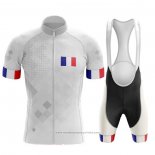 2020 Maillot Cyclisme Champion France Blanc Manches Courtes et Cuissard