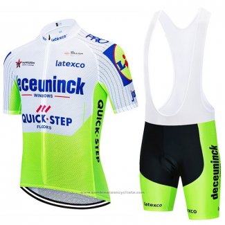 2020 Maillot Cyclisme Deceuninck Quick Step Blanc Vert Manches Courtes et Cuissard