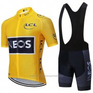 2020 Maillot Cyclisme Ineos Jaune Noir Manches Courtes et Cuissard