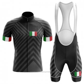 2020 Maillot Cyclisme Italie Noir Manches Courtes et Cuissard