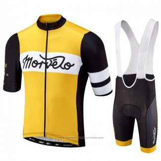 2020 Maillot Cyclisme Morvelo Noir Jaune Manches Courtes et Cuissard