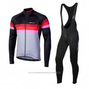 2020 Maillot Cyclisme Nalini Noir Rouge Manches Longues et Cuissard