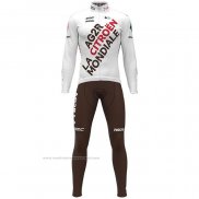 2021 Maillot Cyclisme Ag2r La Mondiale Blanc Manches Longues et Cuissard