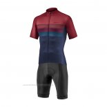 2021 Maillot Cyclisme Giant Fonce Rouge Bleu Manches Courtes et Cuissard