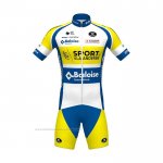 2021 Maillot Cyclisme Sport Vlaanderen-Baloise Bleu Blanc Jaune Manches Courtes et Cuissard