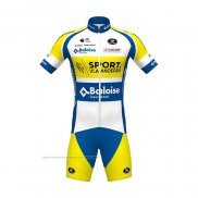 2021 Maillot Cyclisme Sport Vlaanderen-Baloise Bleu Blanc Jaune Manches Courtes et Cuissard