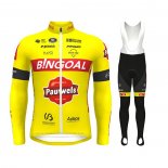 2022 Maillot Cyclisme Bingoal WB Jaune Manches Longues et Cuissard