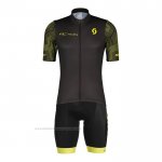 2022 Maillot Cyclisme Scott Blanc Jaune Manches Courtes et Cuissard