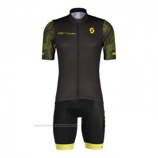 2022 Maillot Cyclisme Scott Blanc Jaune Manches Courtes et Cuissard