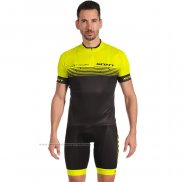 2022 Maillot Cyclisme Scott Jaune Manches Courtes et Cuissard