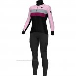 2023 Maillot Cyclisme Femme ALE Noir Rose Manches Longues et Cuissard