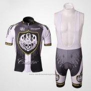 2010 Maillot Cyclisme Rock Racing Argent et Blanc Manches Courtes et Cuissard