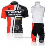 2010 Maillot Cyclisme Trek Noir et Rouge Manches Courtes et Cuissard