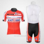 2012 Maillot Cyclisme Katusha Blanc et Orange Manches Courtes et Cuissard