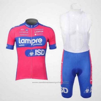 2012 Maillot Cyclisme Lampre ISD Rose et Azur Manches Courtes et Cuissard