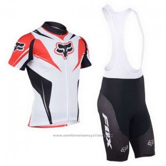 2013 Maillot Cyclisme Fox Blanc et Rouge Manches Courtes et Cuissard