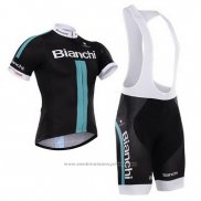 2014 Maillot Cyclisme Bianchi Noir et Vert Manches Courtes et Cuissard