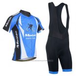 2014 Maillot Cyclisme Monton Bleu et Noir Manches Courtes et Cuissard