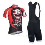 2014 Maillot Cyclisme Monton Rouge Noir Manches Courtes et Cuissard