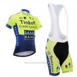 2014 Maillot Cyclisme Tinkoff Saxo Bank Bleu et Vert Manches Courtes et Cuissard