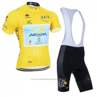 2014 Maillot Cyclisme Tour de France Lider Astana Lider Jaune Manches Courtes et Cuissard